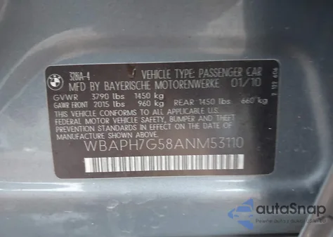 2010 BMW 328I from USA, damaged, VIN WBAPH7G58ANM53110